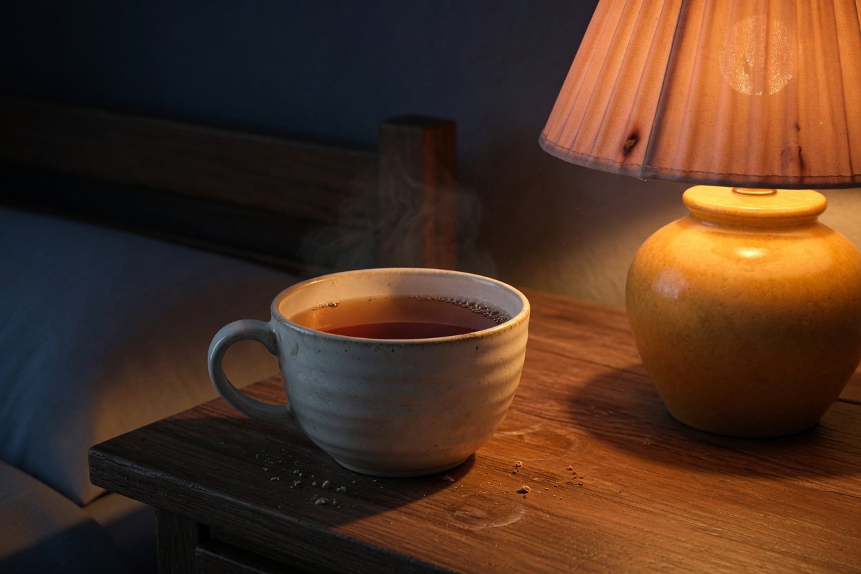 Tea by a lamp